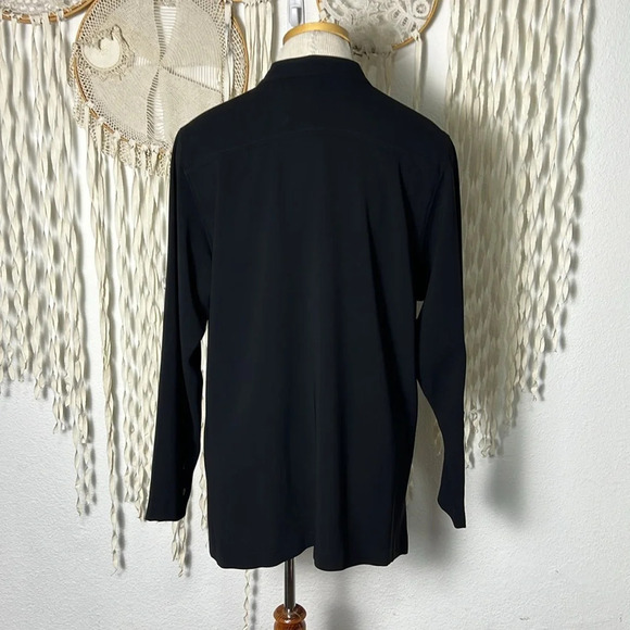 Blanque Black Long Sleeve Off Set Button Down Over shirt Jacket Lagenlook Size 1 - Picture 4 of 11